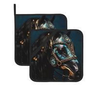 Este juego de alfombrillas de 2 piezas con diseño de caballos de guerra medievales resistentes al calor es perfecto para hornear, asar y cocinar todos los días.
