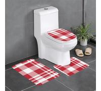 Este juego de alfombrillas de baño de franela con estampado tartán clásico y colorido en This is A Classic Plaidchecke incluye alfombra de baño, funda para asiento de inodoro y alfombrilla para bañ