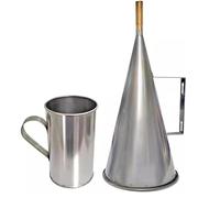 Este Juego de viscosímetro Incluye un Embudo Marsh de Acero Inoxidable con Vaso medidor, con una Capacidad de 946 ml, para analizar Lodos y fluidos de perforación derivados del petróleo.