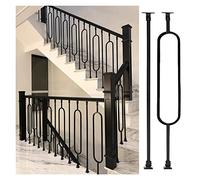 Este Kit de barandilla de Hierro Negro para escaleras (2 Unidades) Incluye 2 balaustres Ajustables en Altura para Seguridad de bebés y Mascotas, Montaje en Suelo y diseño Recortable de 70 cm