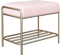 Este Moderno Banco Zapatero de Entrada con Estructura metálica, Taburete Acolchado Suave, 1 Estante para Guardar Zapatos, otomana de Almacenamiento versátil para Dormitorio, Pasillo o Sala d