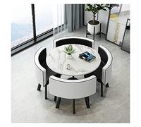 Este Moderno Conjunto de Mesa de conferencias, mostrador de recepción de Oficina con sillas de Cuero sintético, Mesa de Comedor para vestíbulo de Hotel, Ideal para Negocios (Blanco y amarill