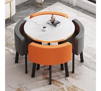 Este Moderno Juego de Comedor con Mesa Redonda y 4 sillas es Ideal para la Cocina, Sala de Estar, Restaurante o para Disfrutar del Tiempo Libre.