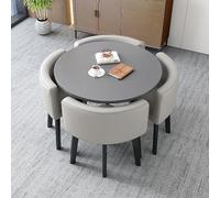 Este Moderno Juego de Mesa y sillas de Comedor para 4 Personas, Mesa Redonda de Cocina, Escritorio de conferencias y Mesa de Centro Que Ahorra Espacio.