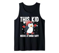 Este niño Necesita un día de Nieve patinando sobre Hielo con pingüinos en Navidad Camiseta sin Mangas