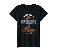 Este no es mi Primer Caballo de Rodeo con Cuerda, Vaquero, Western Camiseta gráfica económica, Mujer, Negro, XS