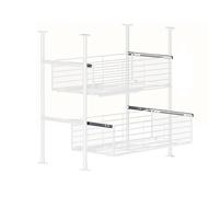 Este Organizador de Armario extraíble de 2 Niveles, con cestas apilables y Desmontables, no Requiere Perforaciones y es Ideal para armarios de Cocina, Oficina o Cualquier Espacio (85-110 cm)