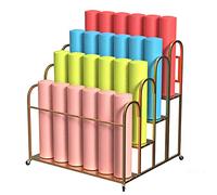 Este Organizador de esterillas de Yoga para Suelo, Resistente y de Gran Capacidad, con Soporte móvil para esterillas de Ejercicio Multicapa, Tiene Capacidad para 18-24 esterillas.