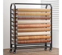 Este Organizador móvil para Rollos de Tela Cuenta con una Barra Colgante Ajustable y Ruedas. Es un Carrito de Vinilo Ideal para Rollos de Cuero, láminas para Ventanas y exhibidores de Papel