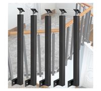 Este Paquete de 5 balaustres metálicos para barandillas de escaleras de terraza y balcón, Ajustables a 270°, con Soporte Superior y Montaje Lateral, Son de Hierro Negro (Color: Negro).