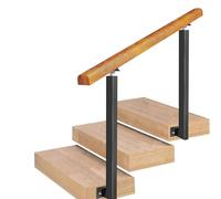 Este pasamanos de Madera para escaleras con Kit de instalación, Postes de Hierro Forjado con Soportes de ángulo Ajustables de 0° a 270°, barandilla para escaleras de hormigón o Madera (Color