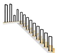 Este pasamanos de Seguridad para escaleras Exteriores, con Arco para pasamanos, se Adapta a 1 escalón. Pasamanos de transición para escaleras con Recubrimiento en Polvo Negro Mate y barandil