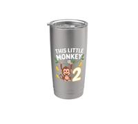 Este pequeño mono es un divertido cumpleaños para una niña de dos años Vaso térmico de acero inoxidable de doble pared