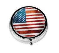 Este pequeño pastillero redondo con la bandera de Estados Unidos es un organizador portátil de pastillas y vitaminas perfecto para bolsillos, bolsos y viajes.