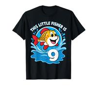 Este pequeño Pescador es una niña de 9 años Que Cumple años pescando Camiseta gráfica económica
