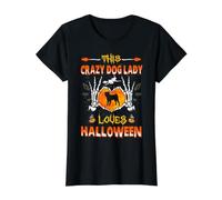 Este Perro Loco Lady Pug ama el Disfraz de Halloween Camiseta gráfica económica, Mujer, Negro, L