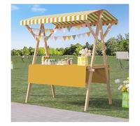 Este Puesto de Mercado Plegable de Madera portátil es un Carrito de Comida para vendedores al Aire Libre, Ideal para mercados agrícolas. Es un Puesto portátil de fácil Montaje y una Mesa de