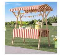 Este Puesto de Mercado portátil de Madera, Carrito Plegable para vendedores ambulantes, Carrito de Comida móvil, Puesto de Mercado para Agricultores, Artesanos y Eventos.