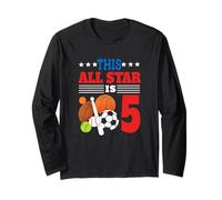 Este Regalo Divertido para Amantes de los Deportes de 5º cumpleaños de All Star Is Five Manga Larga