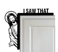 este rincón de la puerta de la puerta de Jesús - decoración de esquina creativa con marco de madera | este signo de Jesús, decoración 'esquina de la puerta de la casa cristiana, h
