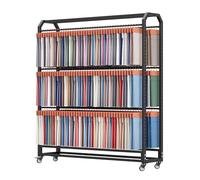 Este Robusto Soporte de Almacenamiento de Rollos de Tela con Ruedas, de Metal y Vinilo, es un Expositor de Suelo para Textiles y Manualidades.