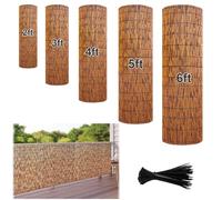 Este Rollo de Valla de bambú Natural - Detive Outdoor, de 2 pies, 3 pies, 4 pies y 5 pies de Altura, Valla de jardín con ataduras de Nailon, Ideal para Patio Trasero y terraza (2 pies de alt
