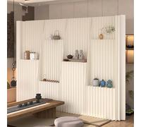 Este Separador de ambientes retráctil de Papel, Mueble Creativo para el hogar de Papel, Pantalla de privacidad portátil con Espacio de Almacenamiento (H86.6in, 118.1~157.4in)