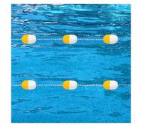 Este Separador de Cuerda de Seguridad para Piscinas de 29 Metros con Ganchos de Acero Inoxidable es una Barrera Flotante Duradera para Zonas Poco Profundas y Profundas, de fácil instalación.