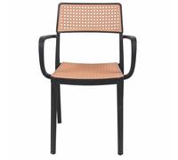 Este Silla con reposabrazos, Efecto Paja de Viena, plástico PP, 56,5 x 51 x 79,5 cm, Negro