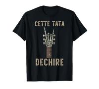 Este Tata Dechire Squelette Gothique Rocker Guitarra Musical Camiseta