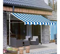 Este toldo retráctil Manual, de 3,5 x 1,2 m, sin Necesidad de taladrar, es un toldo para Patio o Ventana con protección UV para Patio Trasero, jardín o balcón, con Altura Ajustable (Gris-bla