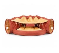 Este túnel y Cama para Gatos 2 en 1,Ideal para Interiores,está Especialmente diseñado para Gatos Bambino. Cuenta con Pelotas Colgantes y un Entorno Suave y cálido para Que tu Mascota duerma pláci Red