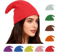 Este versátil gorro de elfo, colorido gorro puntiagudo o gorro navideño es adecuado for carnaval, Halloween, Navidad, cumpleaños, fiestas, disfraces grupales, cosplay y otras ocasiones.(Rot)