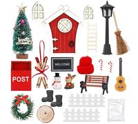 Estefanlo Wichtel Zubehör Weihnachten Set,25PCS Wichteltür Set ,Miniatur Weihnachtswichtel Komplettset Wichtelhaus Wichteltüren Komplett,Wichtel Tür Haus Feürr Figuren,wichtel zubehör Weihnachten