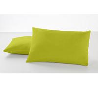 ESTELA - Funda de Almohada Combi Liso Color Pistacho - 2 Piezas de 50x80 cm - 50% Algodón-50% Poliéster - 144 Hilos