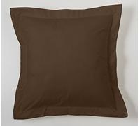 ESTELA - Funda de cojín Combi Liso 200 Hilos algodón Peinado, Color Chocolate - Medidas 55x55+5 cm. - 100% Algodón - 200 Hilos - Acabado en pestaña
