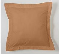 ESTELA - Funda de cojín Combi Liso Cala Color Marrón - Medidas 55x55+5 cm. - 100% Algodón - 144 Hilos - Acabado en pestaña