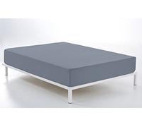 ESTELA - Sábana Bajera Ajustable Color Acero - Alto Especial 35 cm - Largo Especial 210 cm - 100% algodón - Cama de 200 cm.