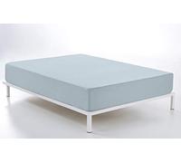 ESTELA - Sábana Bajera Ajustable Combi Color Azul Celeste - Cama de 160 cm. - 50% Algodón / 50% Poliéster - 144 Hilos