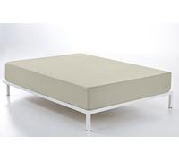 ESTELA - Sábana Bajera Ajustable Combi Color Piedra - Cama de 135/140 cm. - 50% Algodón / 50% Poliéster - 144 Hilos