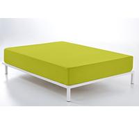 ESTELA - Sábana Bajera Ajustable Combi Color Pistacho - Cama de 150 cm. - 50% Algodón / 50% Poliéster - 144 Hilos
