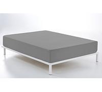 ESTELA - Sábana Bajera Ajustable Combi Color Plomo - Alto Especial (35 cm) - Cama de 180 cm. - 50% Algodón / 50% Poliéster - 144 Hilos