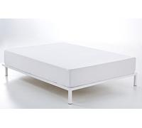 ESTELA - Sábana Bajera Ajustable Combi Liso 200 Hilos algodón Peinado, Color Blanco - Cama de 135/140 cm. - 100% Algodón - 200 Hilos