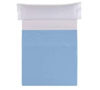ESTELA - Sábana encimera Combi Color Azul Claro - Cama de 150/160 cm. - 50% Algodón / 50% Poliéster - 144 Hilos