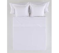 ESTELA - Sábana encimera Combi Color Blanco - Cama de 200 cm. - 50% Algodón / 50% Poliéster - 144 Hilos