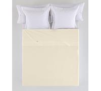 ESTELA - Sábana encimera Combi Color Crema - Cama de 150/160 cm. - 50% Algodón / 50% Poliéster - 144 Hilos