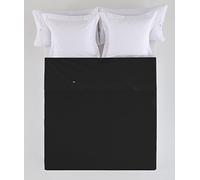 ESTELA - Sábana encimera Combi Color Negro - Cama de 135 cm. - 50% Algodón / 50% Poliéster - 144 Hilos