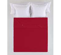 ESTELA - Sábana encimera Combi Liso Cala Color Burdeos - Cama de 180 cm. - 100% Algodón - 144 Hilos