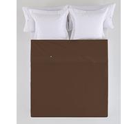 ESTELA - Sábana encimera Combi Liso Cala Color Café - Cama de 200 cm. - 100% Algodón - 144 Hilos