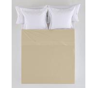 ESTELA - Sábana encimera Combi Liso Cala Color Camel - Cama de 105 cm. - 100% Algodón - 144 Hilos